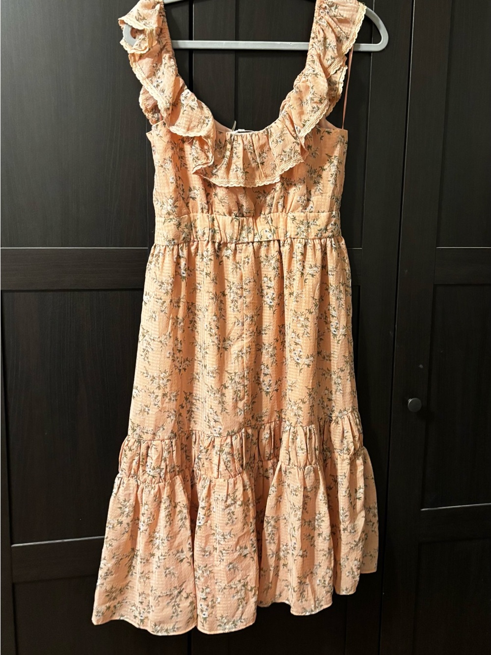 Vici Peach Floral Ruffle Tiered Sundress